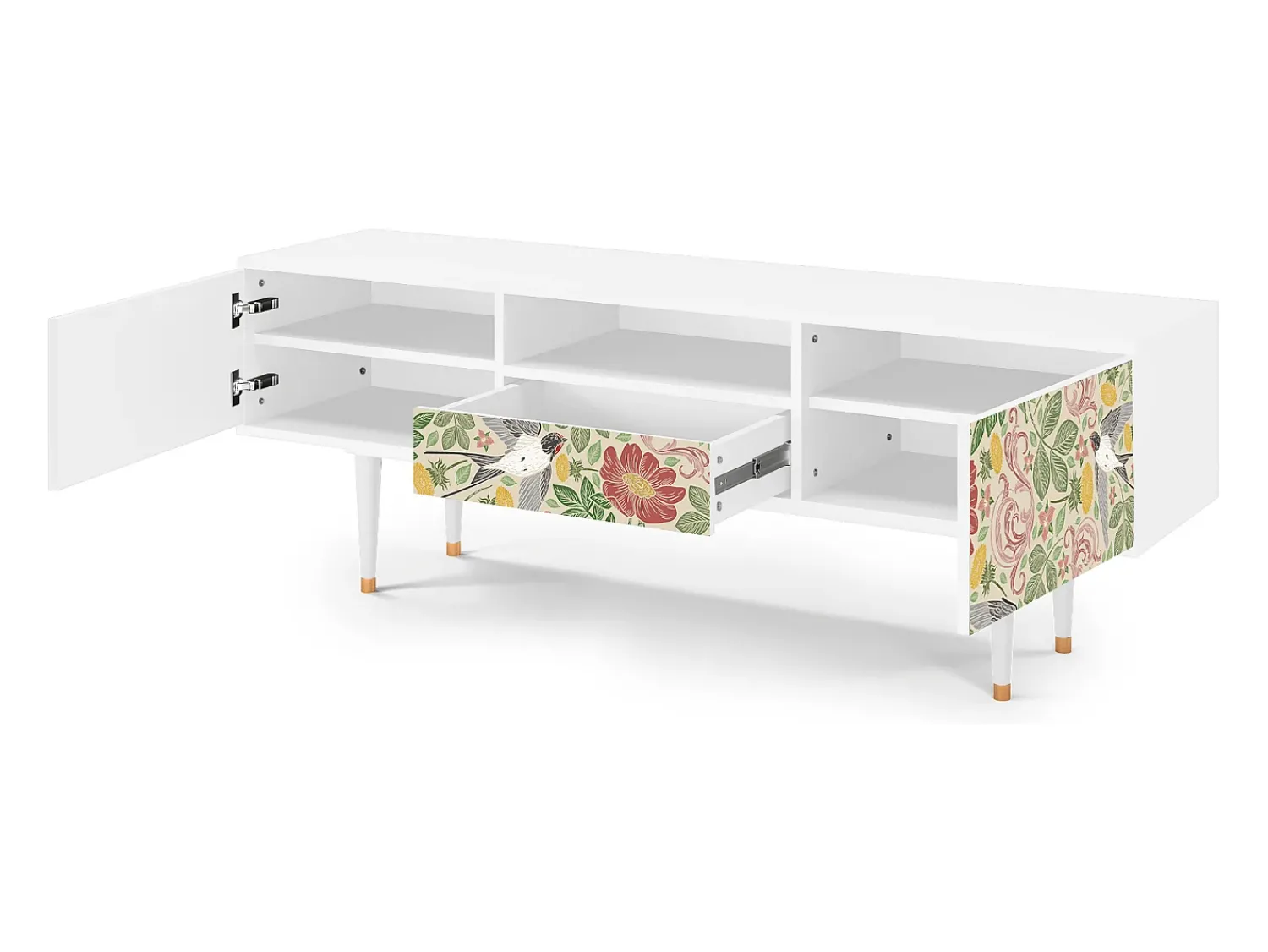 Móvel De Tv| Mueble de TV - 170х59х41 cm - T6 - Spring Swallow, Branco Bege