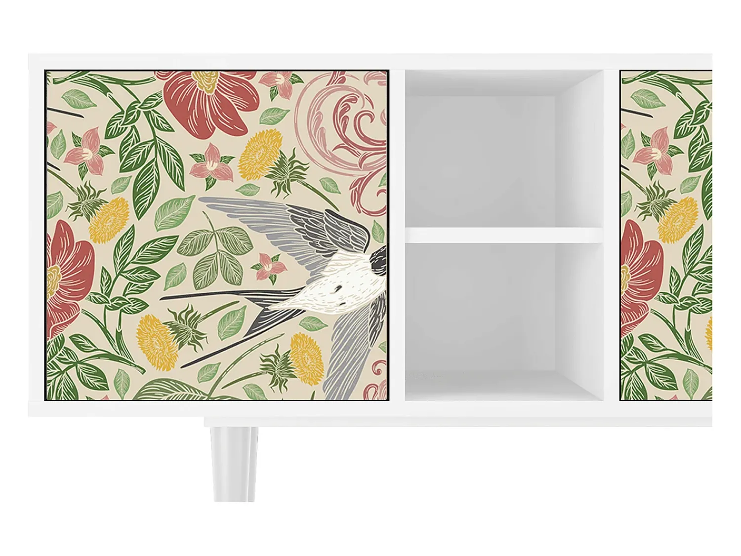 Mueble de TV - 150х69х41 cm - T5 - Spring Swallow, Branco^ Móvel De Tv