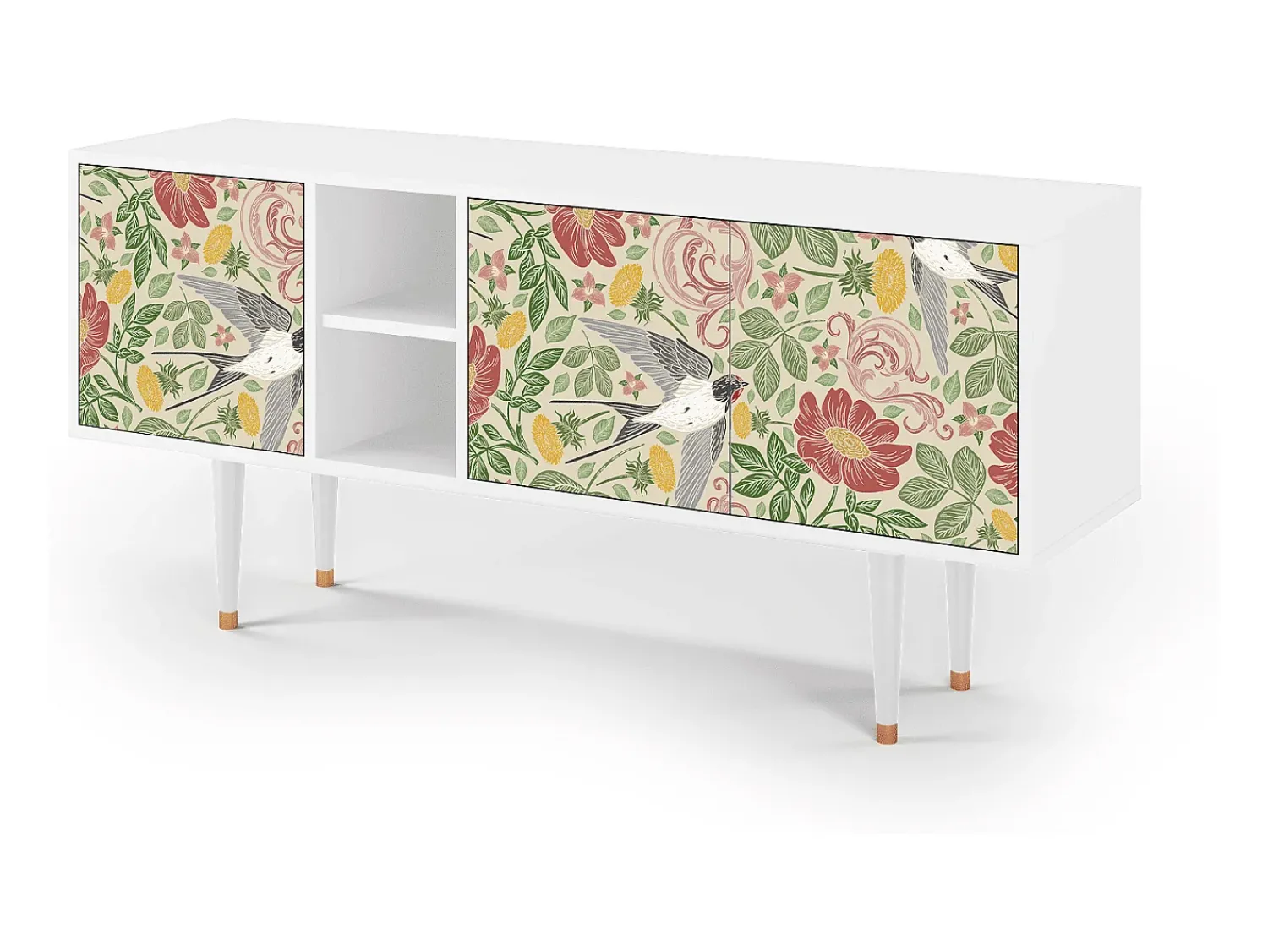 Mueble de TV - 150х69х41 cm - T5 - Spring Swallow, Branco^ Móvel De Tv