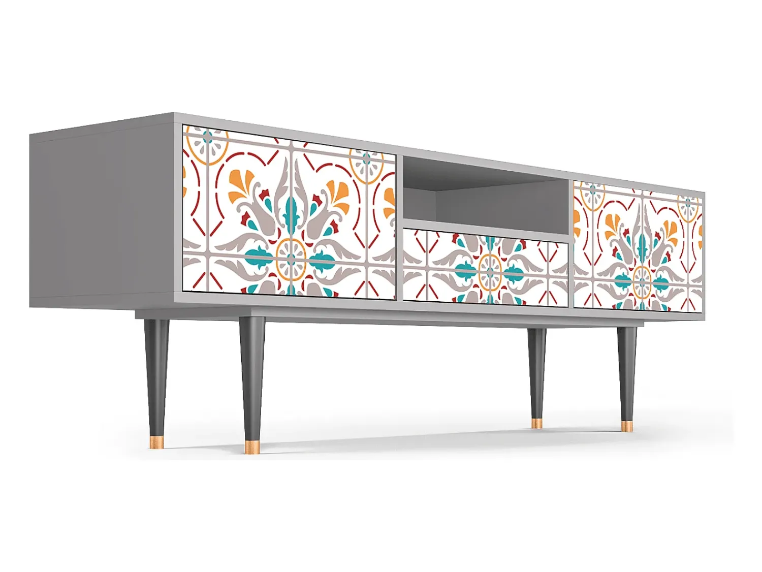 Móvel De Tv* Mueble de TV - 170х59х41 cm - T6 - Spring Ceramics, Cinza Cinzento