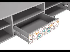 Móvel De Tv* Mueble de TV - 170х59х41 cm - T6 - Spring Ceramics, Cinza Cinzento
