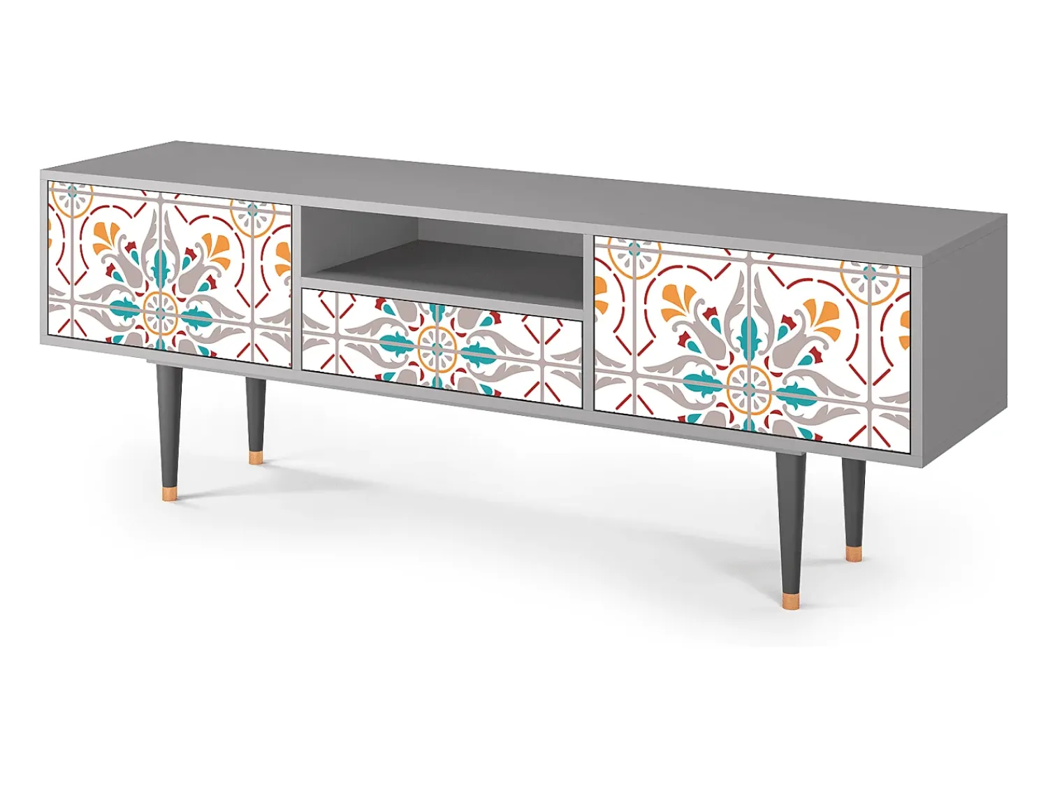 Móvel De Tv* Mueble de TV - 170х59х41 cm - T6 - Spring Ceramics, Cinza Cinzento
