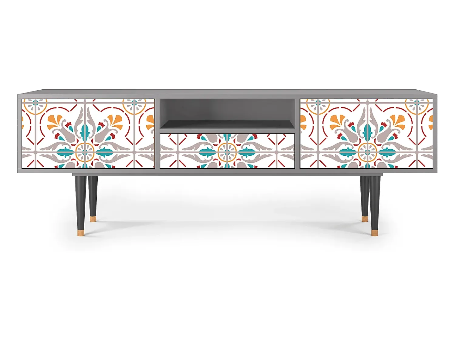 Móvel De Tv* Mueble de TV - 170х59х41 cm - T6 - Spring Ceramics, Cinza Cinzento