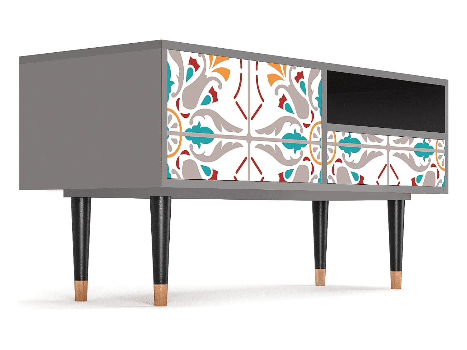 Móvel De Tv* Mueble de TV - 115х59х48 cm - T3 - Spring Ceramics, Cinza Cinzento