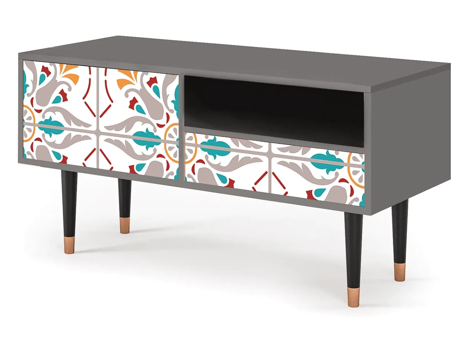 Móvel De Tv* Mueble de TV - 115х59х48 cm - T3 - Spring Ceramics, Cinza Cinzento
