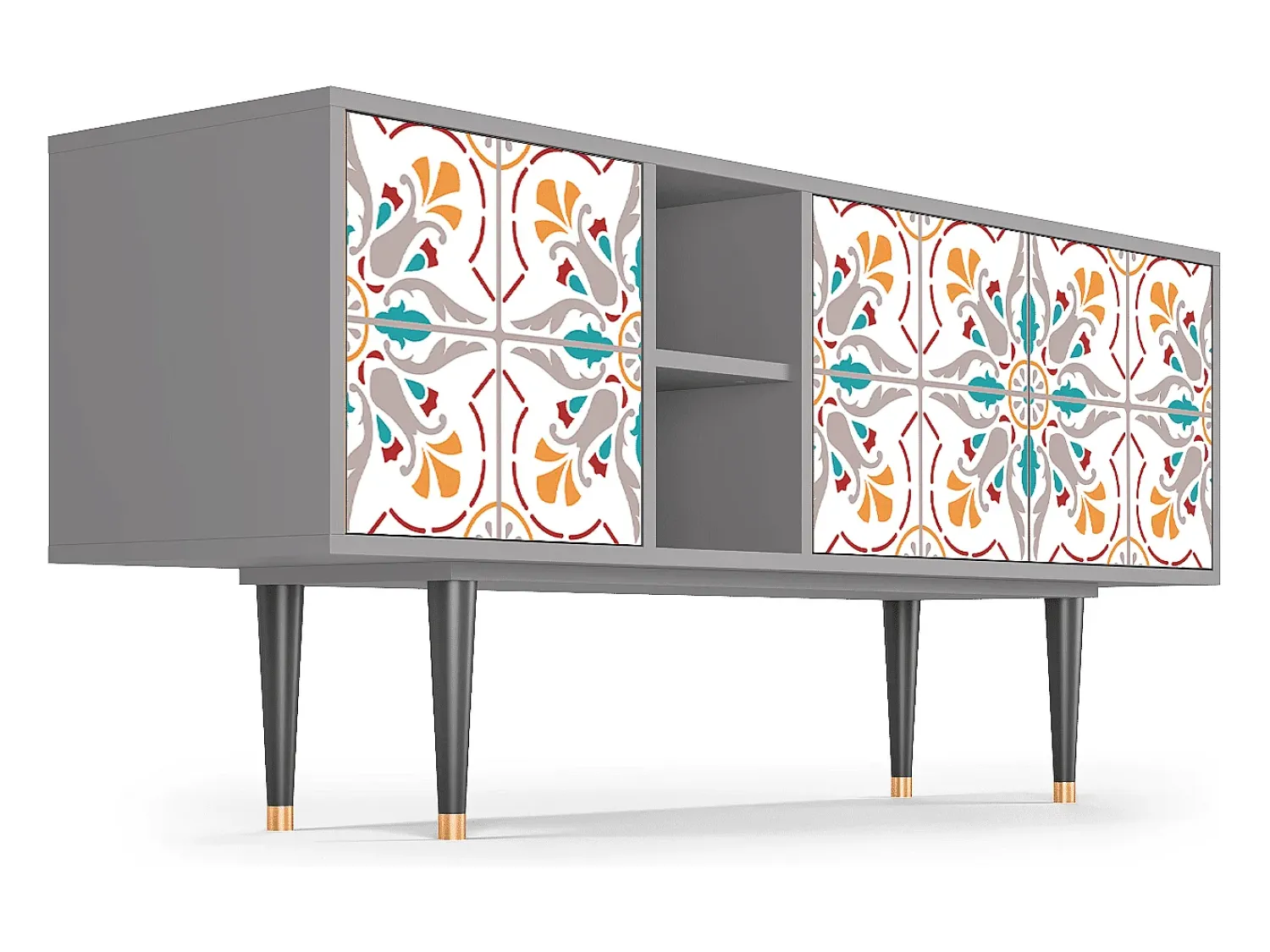 Móvel De Tv| Mueble de TV - 150х69х41 cm - T5 - Spring Ceramics, Cinza Cinzento