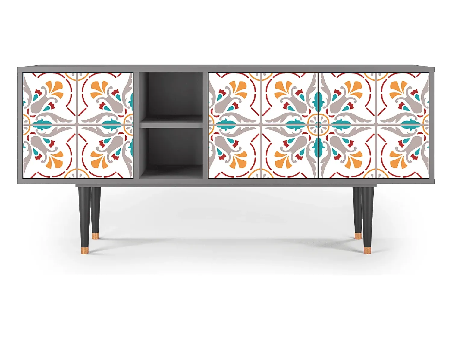 Móvel De Tv| Mueble de TV - 150х69х41 cm - T5 - Spring Ceramics, Cinza Cinzento