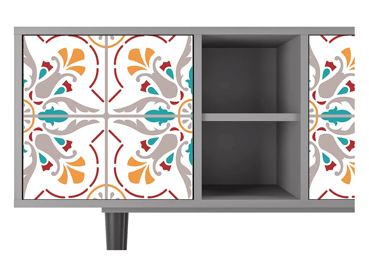 Móvel De Tv| Mueble de TV - 150х69х41 cm - T5 - Spring Ceramics, Cinza Cinzento