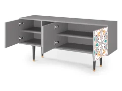 Móvel De Tv| Mueble de TV - 150х69х41 cm - T5 - Spring Ceramics, Cinza Cinzento