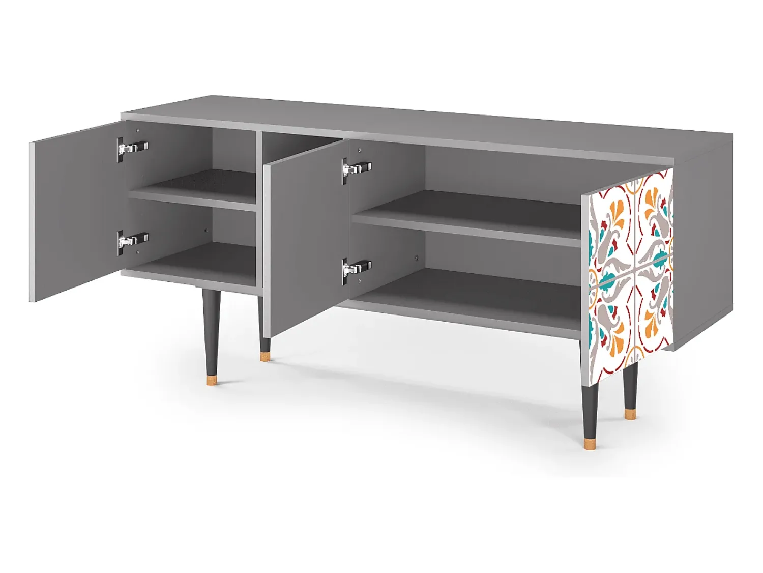Móvel De Tv| Mueble de TV - 150х69х41 cm - T5 - Spring Ceramics, Cinza Cinzento