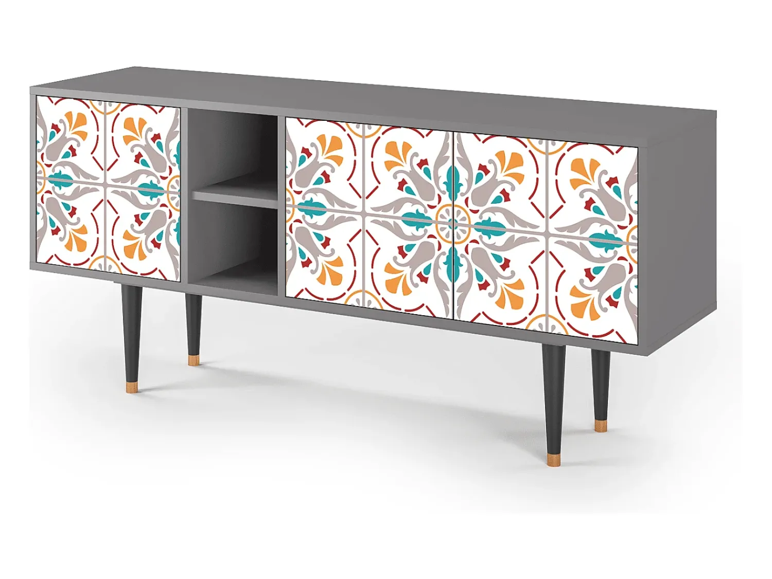 Móvel De Tv| Mueble de TV - 150х69х41 cm - T5 - Spring Ceramics, Cinza Cinzento