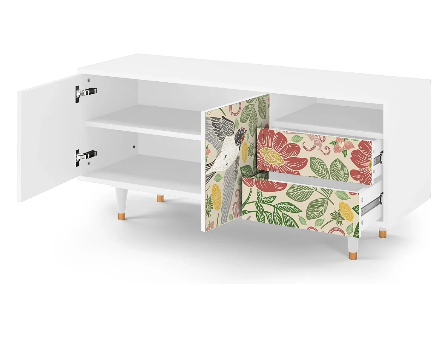 Móvel De Tv* Mueble de TV - 125х56х41 cm - T7 - Spring Swallow, Branco Bege