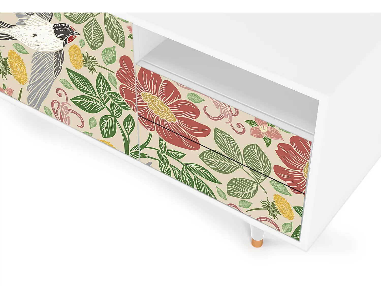 Móvel De Tv* Mueble de TV - 125х56х41 cm - T7 - Spring Swallow, Branco Bege