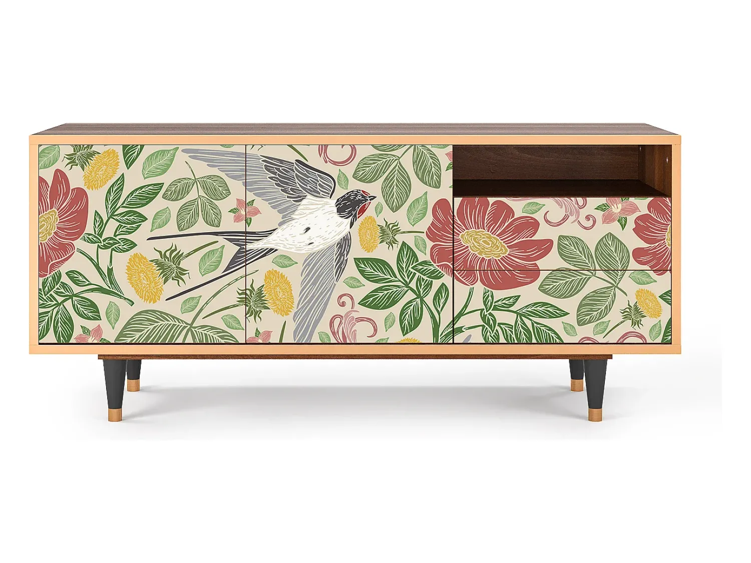 Móvel De Tv* Mueble de TV - 125х56х41 cm - T7 - Spring Swallow, Nogueira Castanho