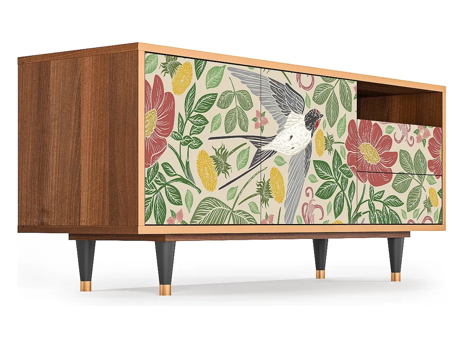 Móvel De Tv* Mueble de TV - 125х56х41 cm - T7 - Spring Swallow, Nogueira Castanho