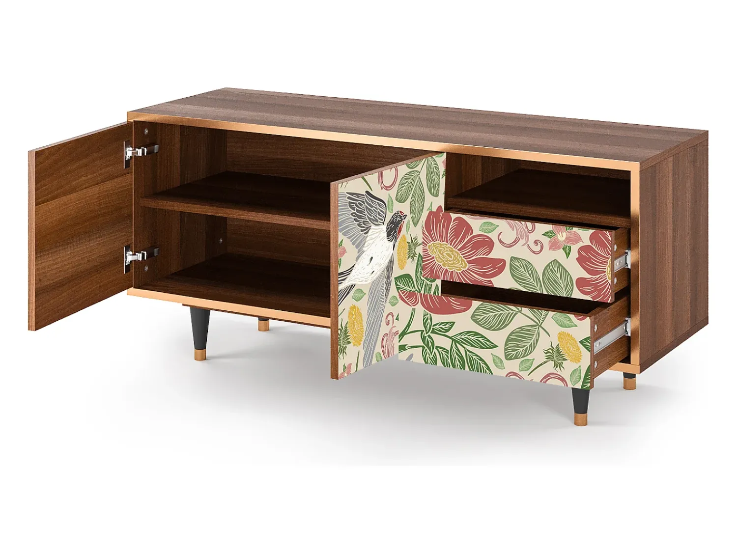 Móvel De Tv* Mueble de TV - 125х56х41 cm - T7 - Spring Swallow, Nogueira Castanho