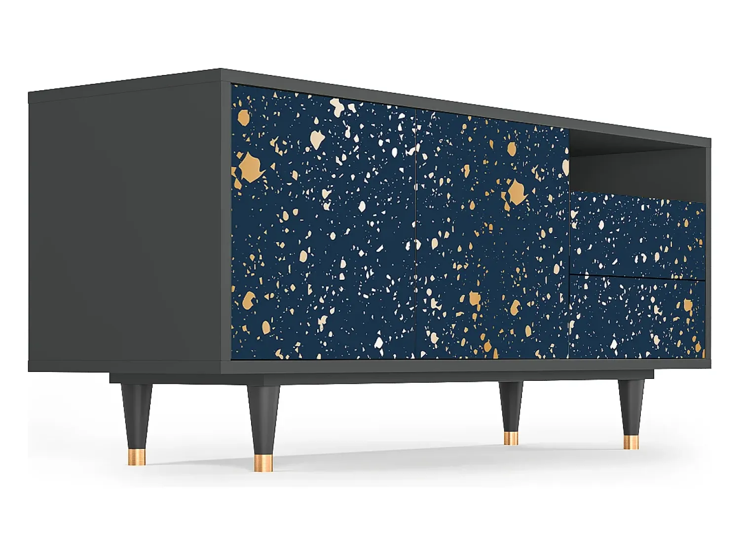 Móvel De Tv* Mueble de TV - 125х56х41 cm - T7 - Starfall, Antracite Cinza antracite