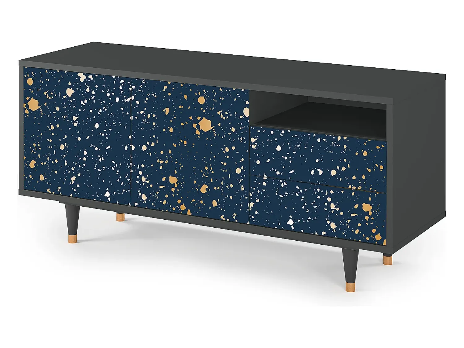 Móvel De Tv* Mueble de TV - 125х56х41 cm - T7 - Starfall, Antracite Cinza antracite