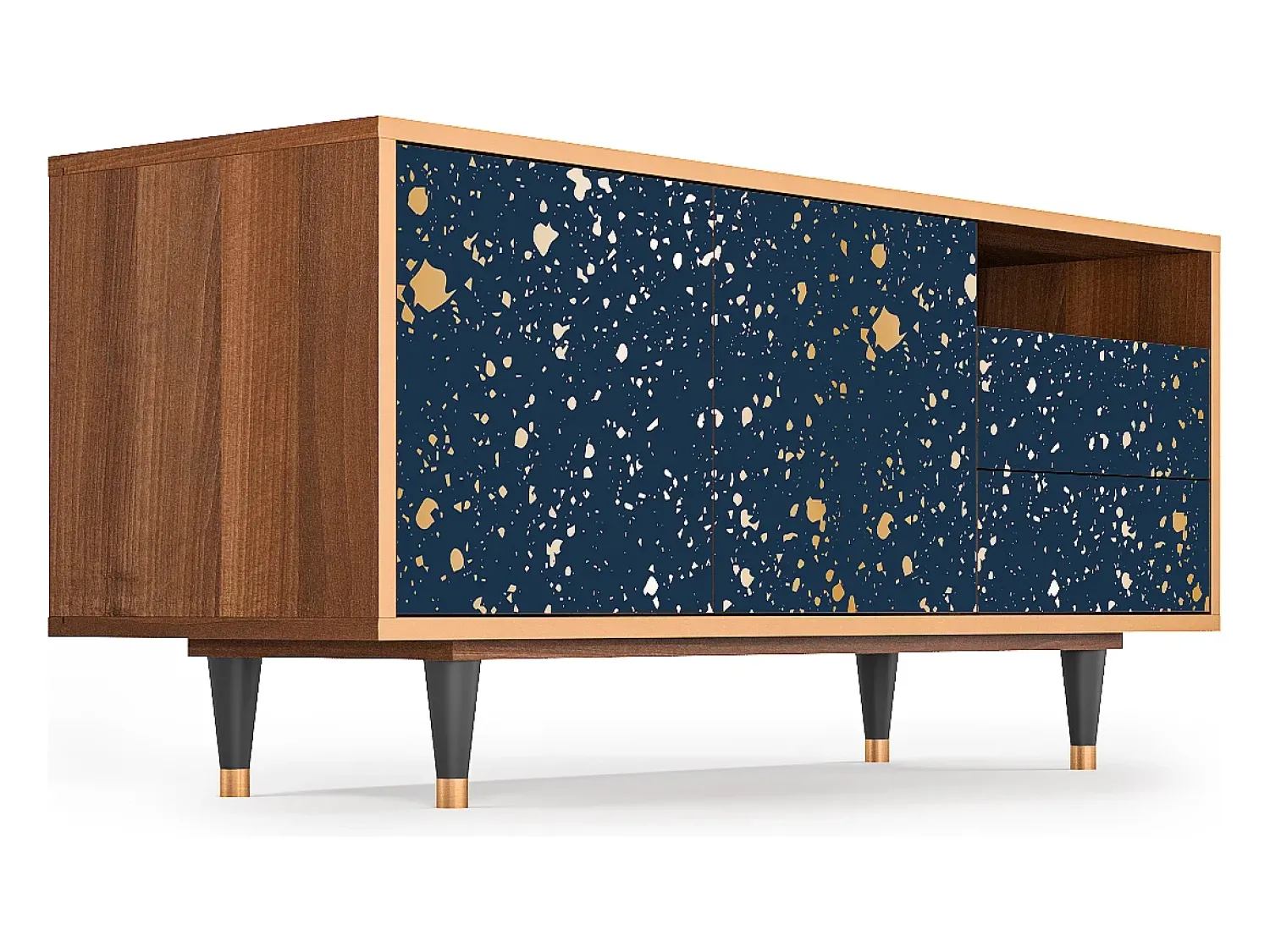 New Mueble de TV - 125х56х41 cm - T7 - Starfall, Nogueira Castanho