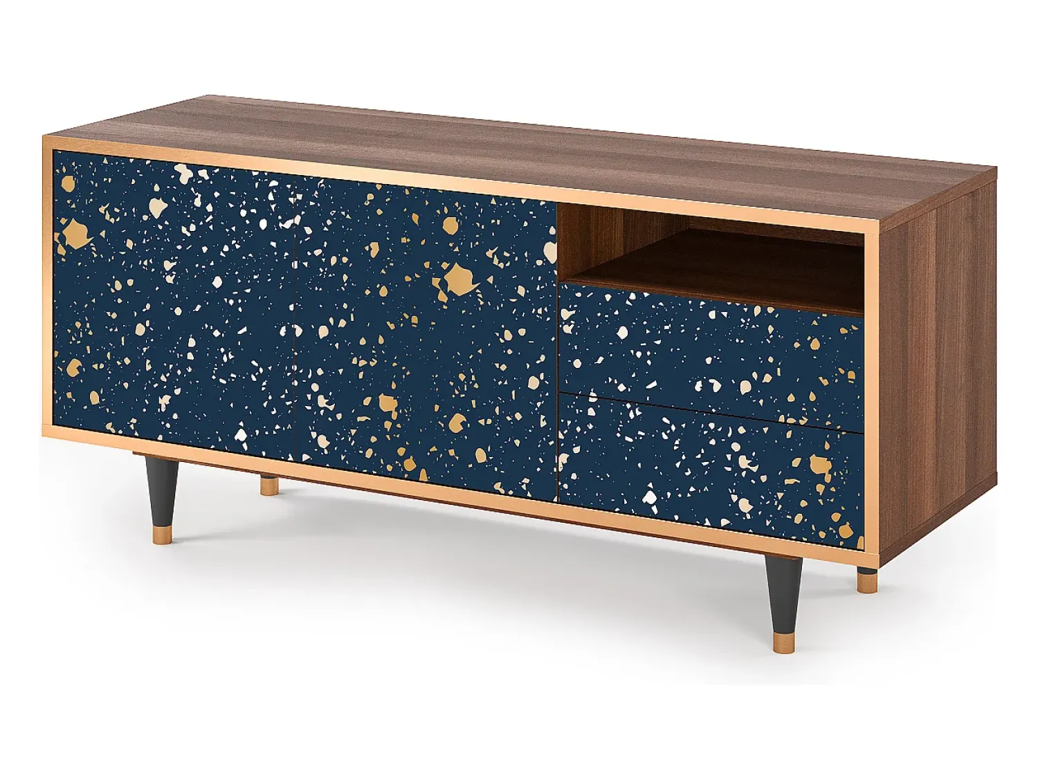 New Mueble de TV - 125х56х41 cm - T7 - Starfall, Nogueira Castanho