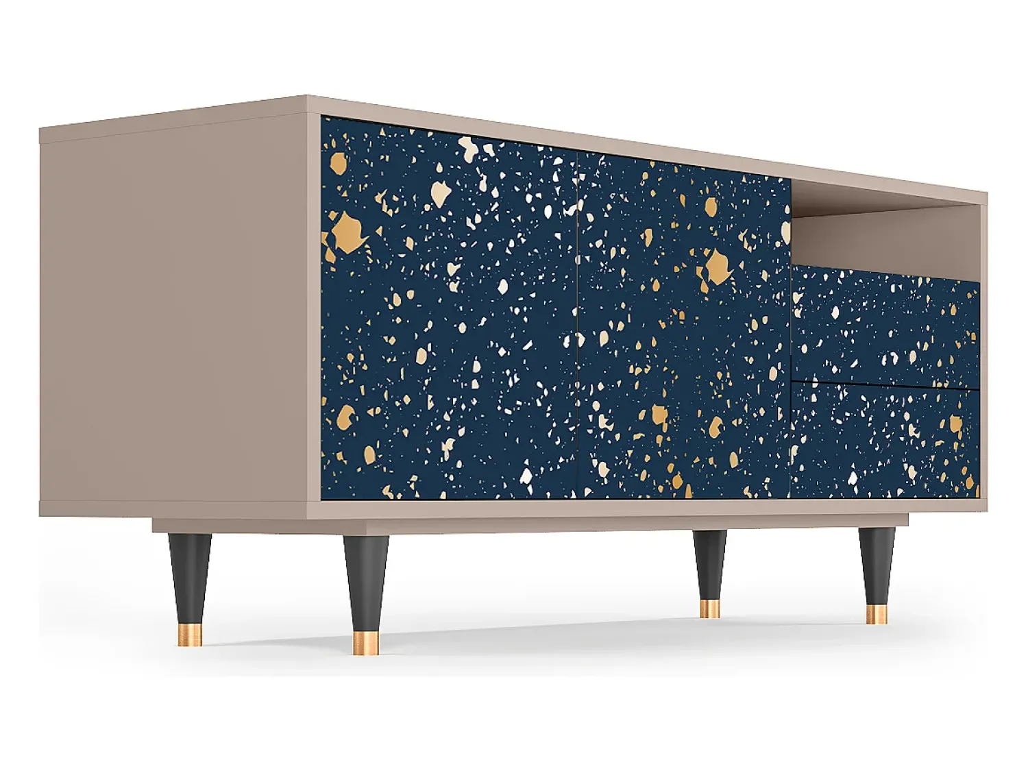 New Mueble de TV - 125х56х41 cm - T7 - Starfall, Latte Bege
