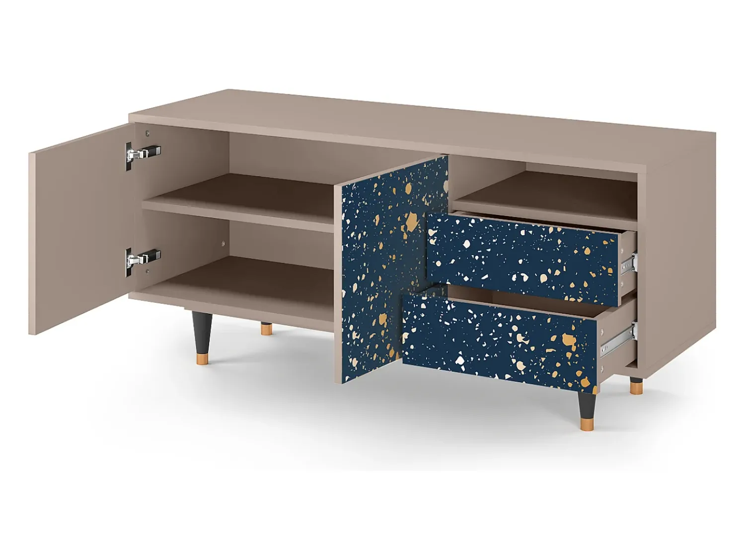 New Mueble de TV - 125х56х41 cm - T7 - Starfall, Latte Bege