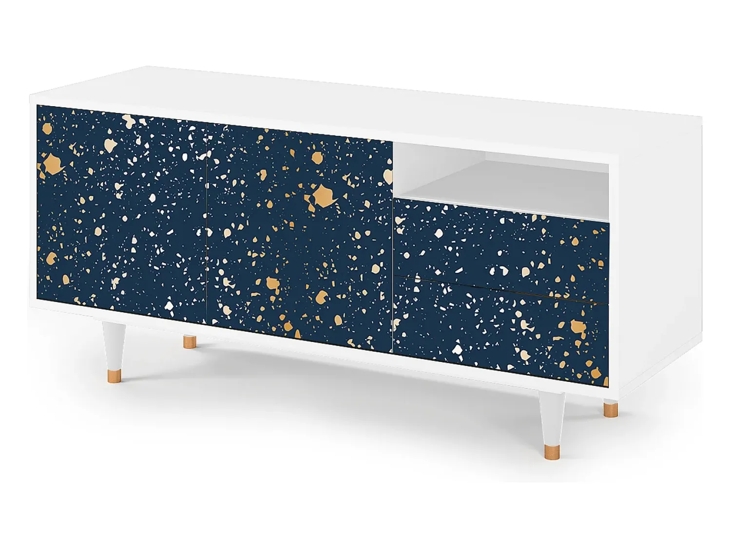 Hot Mueble de TV - 125х56х41 cm - T7 - Starfall, Branco Bege