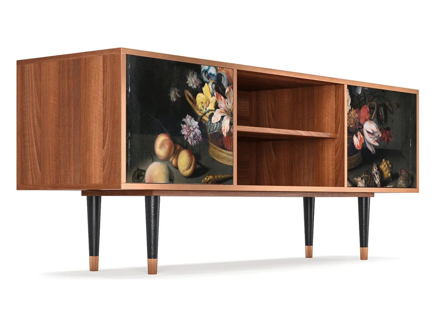 Clearance Mueble de TV - 170х69х48 cm - T2 - Still Life with Flowers, Nogueira Castanho