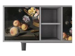 Móvel De Tv| Mueble de TV - 150х69х41 cm - T5 - Still Life with Flowers, Cinza Cinzento