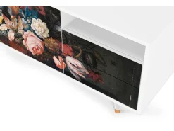 Móvel De Tv| Mueble de TV - 125х56х41 cm - T7 - Still Life with Flowers, Branco Bege