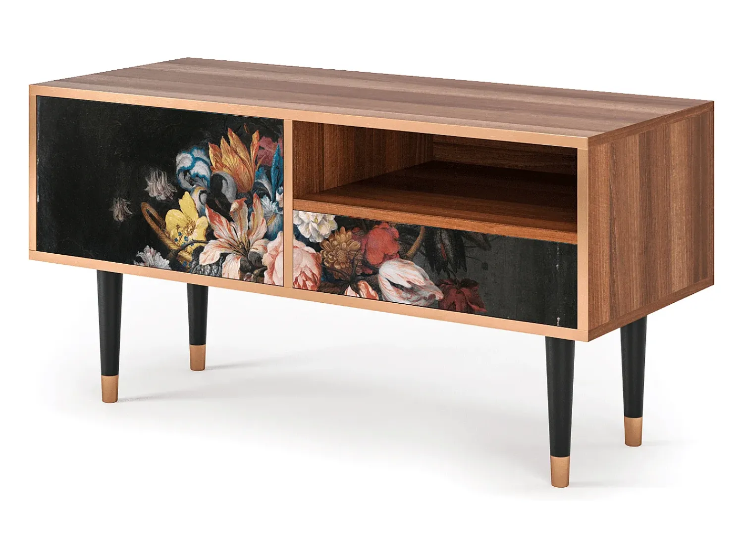 Mueble de TV - 115х59х48 cm - T3 - Still Life with Flowers, Nogueira^ Móvel De Tv