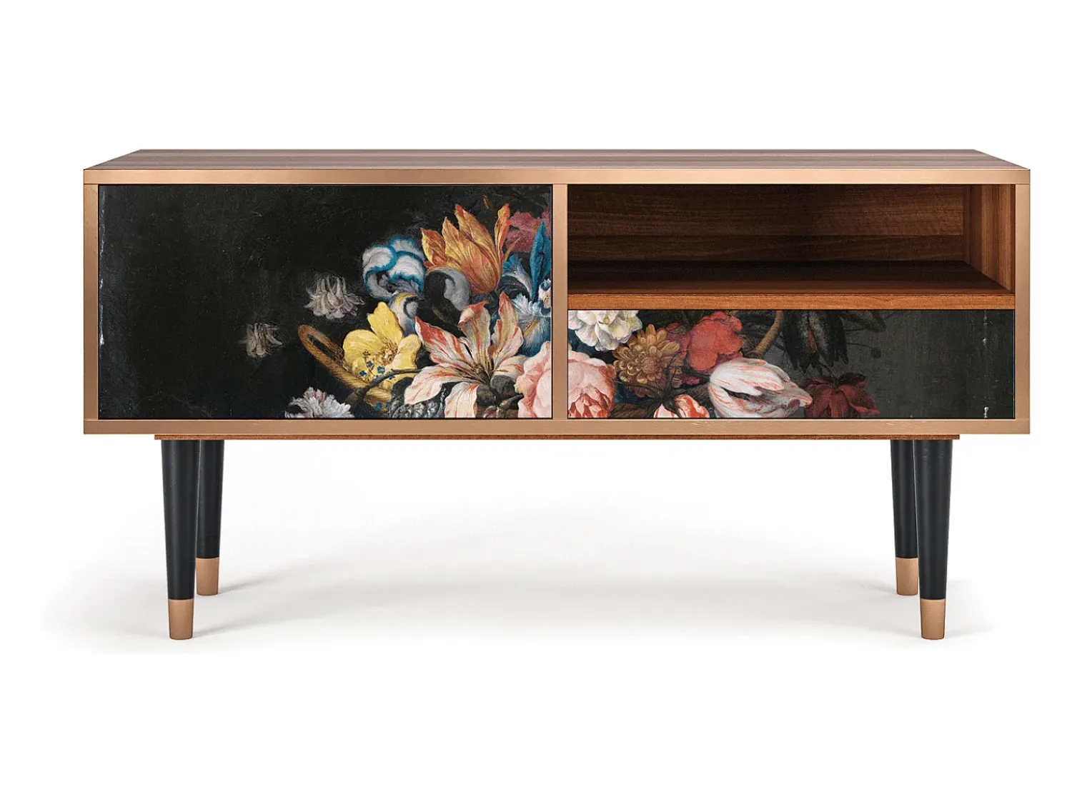 Mueble de TV - 115х59х48 cm - T3 - Still Life with Flowers, Nogueira^ Móvel De Tv