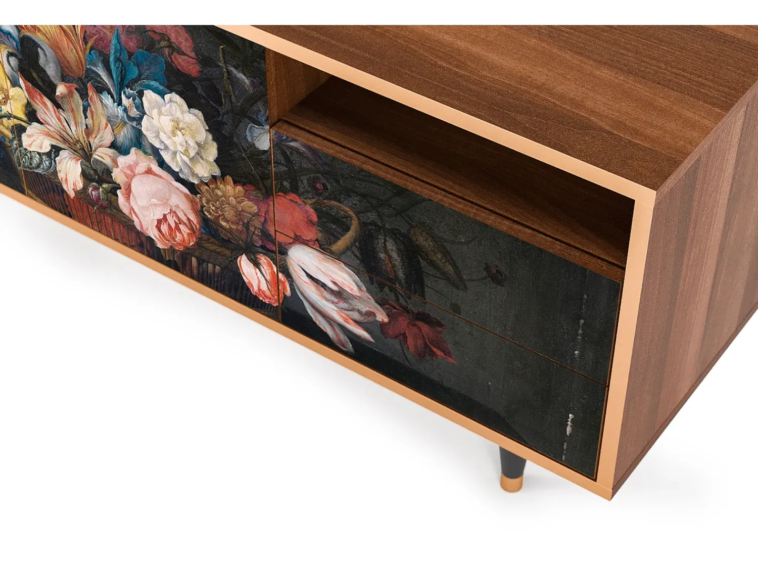 Mueble de TV - 125х56х41 cm - T7 - Still Life with Flowers, Nogueira^ Móvel De Tv