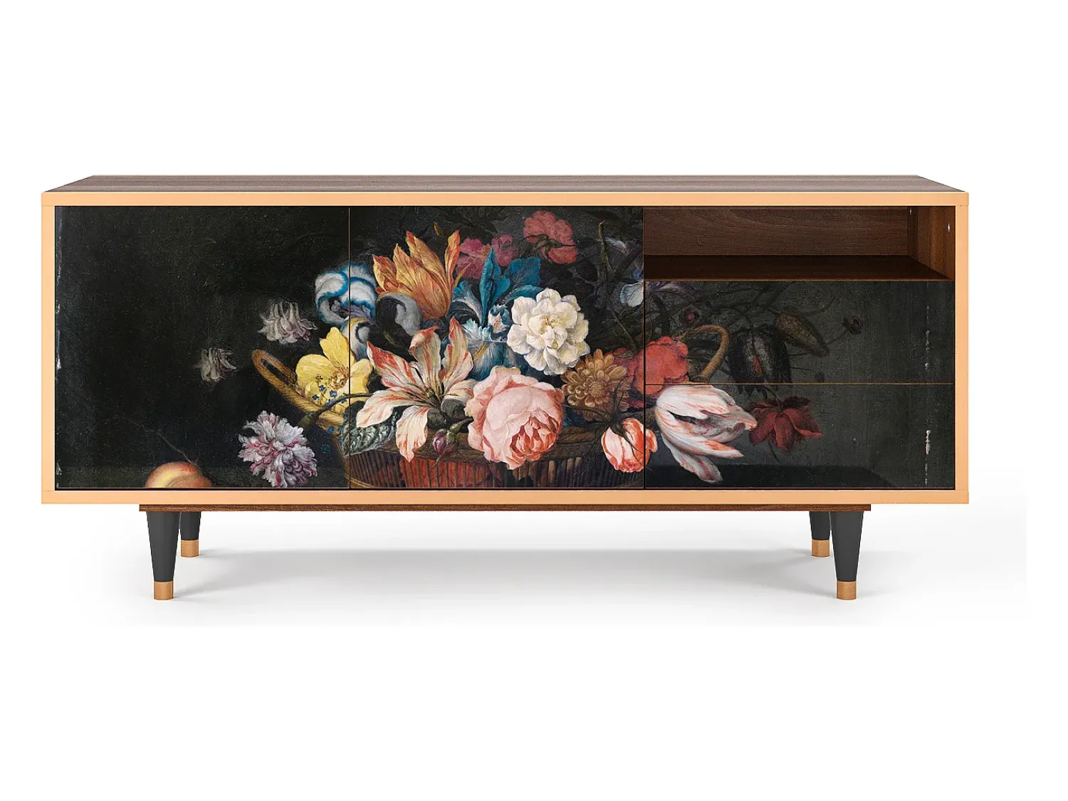 Mueble de TV - 125х56х41 cm - T7 - Still Life with Flowers, Nogueira^ Móvel De Tv