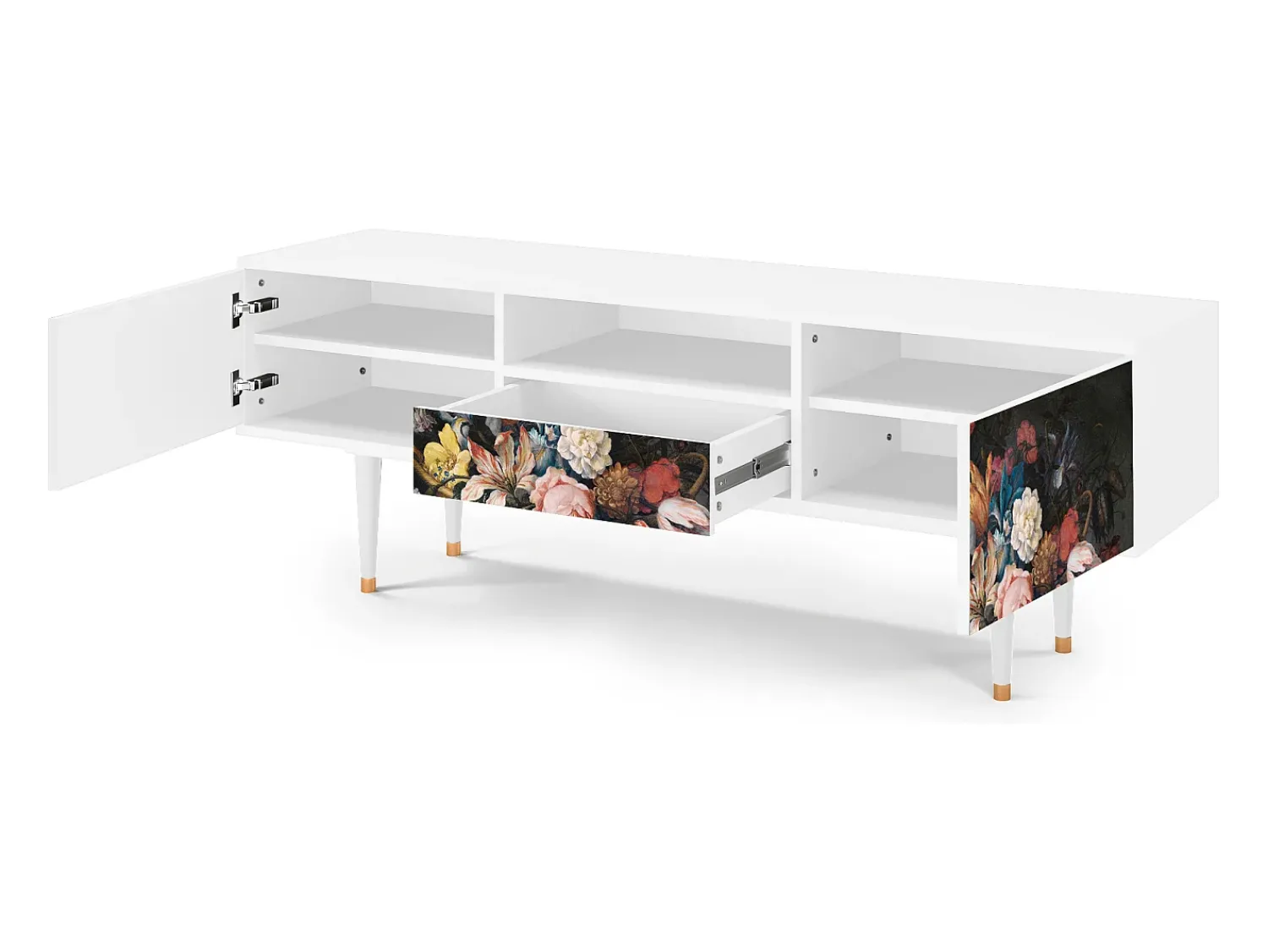 Mueble de TV - 170х59х41 cm - T6 - Still Life with Flowers, Branco^ Móvel De Tv