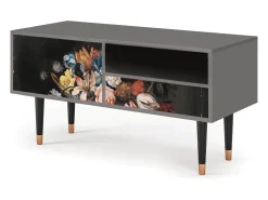 Móvel De Tv| Mueble de TV - 115х59х48 cm - T3 - Still Life with Flowers, Cinza Cinzento