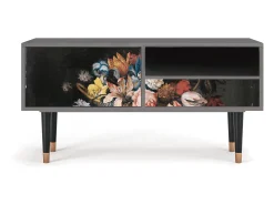 Móvel De Tv| Mueble de TV - 115х59х48 cm - T3 - Still Life with Flowers, Cinza Cinzento
