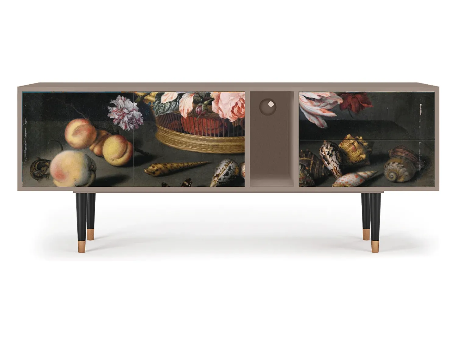 Móvel De Tv| Mueble de TV - 170х69х48 cm - T1 - Still Life with Flowers, Latte Bege