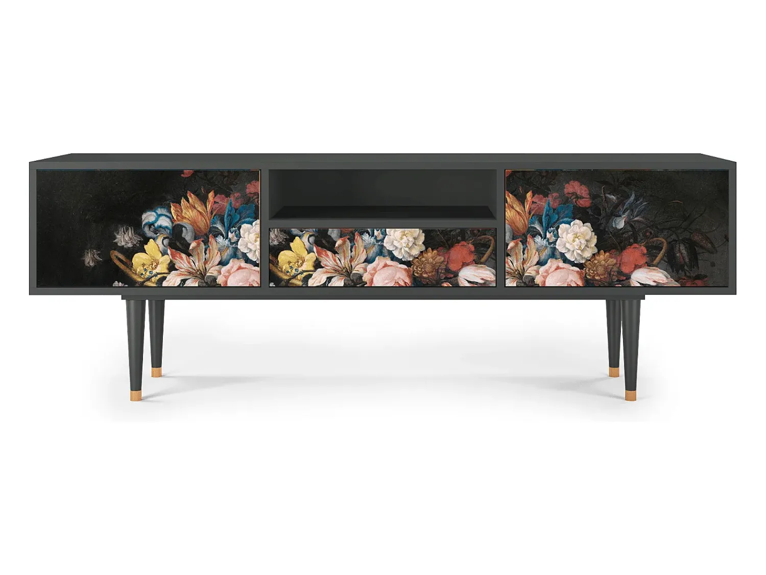 Online Mueble de TV - 170х59х41 cm - T6 - Still Life with Flowers, Antracite Cinza antracite