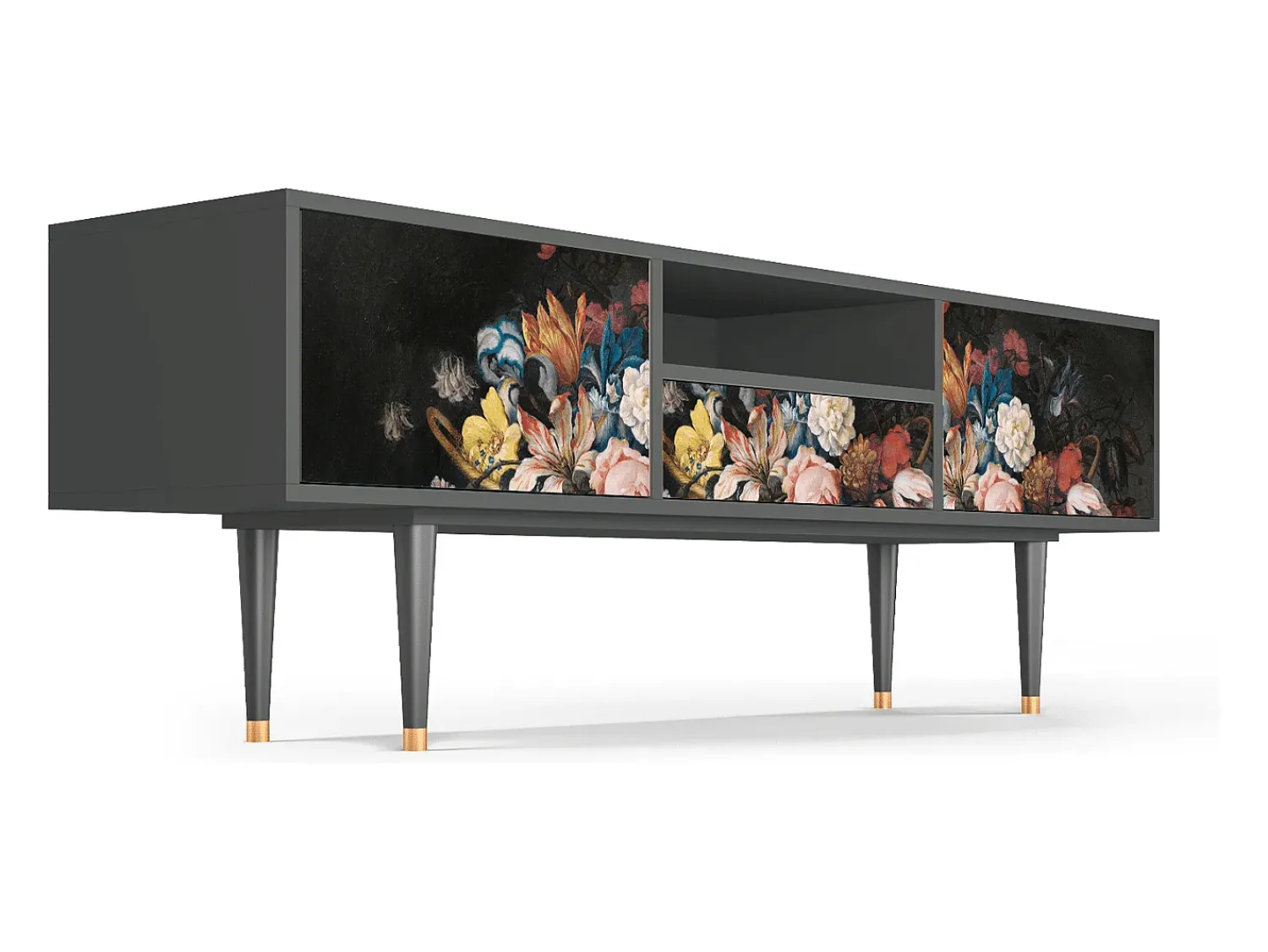 Online Mueble de TV - 170х59х41 cm - T6 - Still Life with Flowers, Antracite Cinza antracite