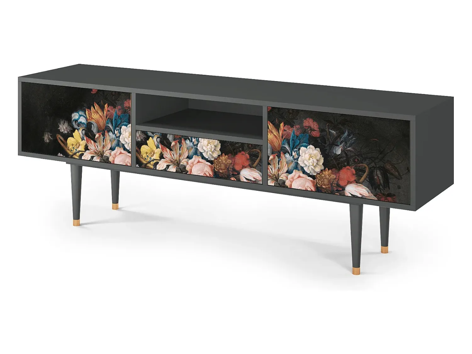 Online Mueble de TV - 170х59х41 cm - T6 - Still Life with Flowers, Antracite Cinza antracite