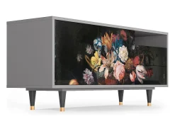 Móvel De Tv| Mueble de TV - 125х56х41 cm - T7 - Still Life with Flowers, Cinza Cinzento