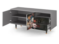 Móvel De Tv| Mueble de TV - 125х56х41 cm - T7 - Still Life with Flowers, Cinza Cinzento