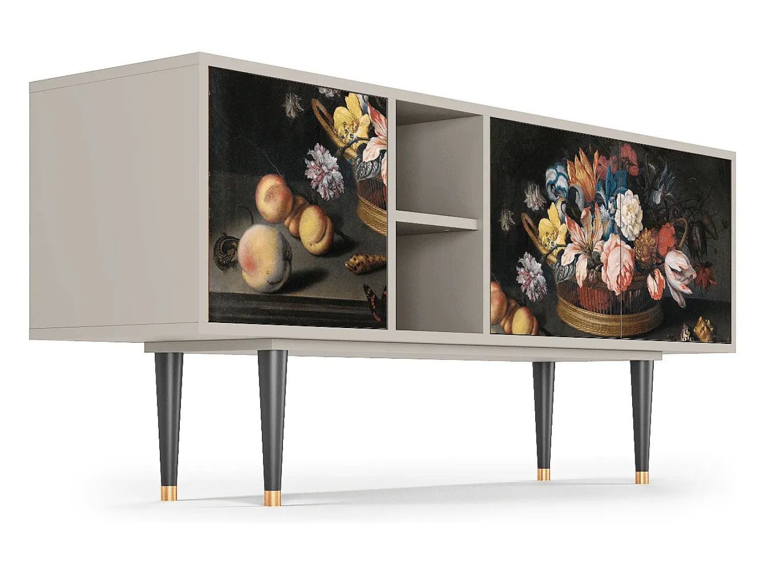 Mueble de TV - 150х69х41 cm - T5 - Still Life with Flowers, Areia^ Móvel De Tv