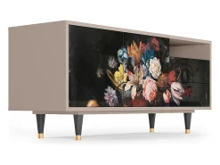 Móvel De Tv* Mueble de TV - 125х56х41 cm - T7 - Still Life with Flowers, Latte Bege