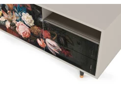 Móvel De Tv| Mueble de TV - 125х56х41 cm - T7 - Still Life with Flowers, Areia Bege
