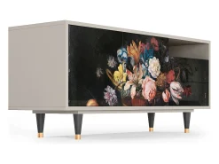 Móvel De Tv| Mueble de TV - 125х56х41 cm - T7 - Still Life with Flowers, Areia Bege