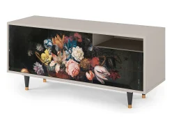 Móvel De Tv| Mueble de TV - 125х56х41 cm - T7 - Still Life with Flowers, Areia Bege