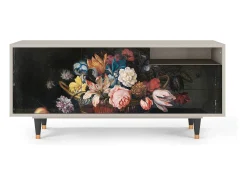 Móvel De Tv| Mueble de TV - 125х56х41 cm - T7 - Still Life with Flowers, Areia Bege