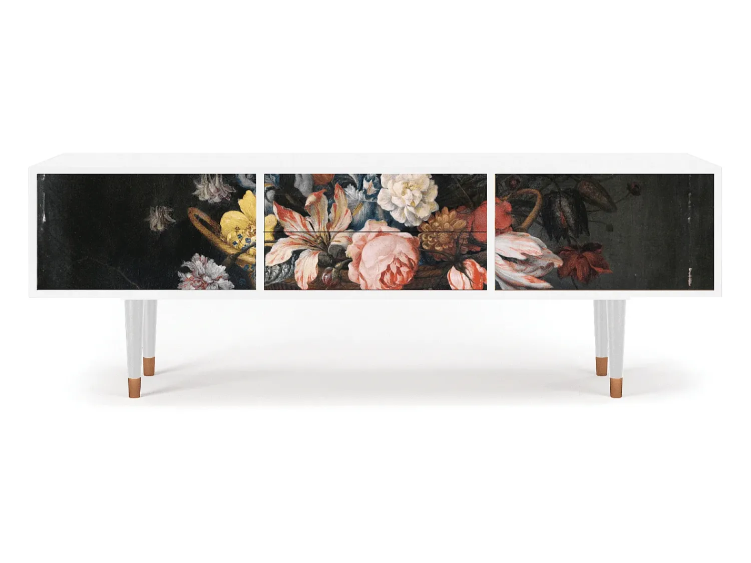 Hot Mueble de TV - 170х59х48 cm - T4 - Still Life with Flowers, Branco Bege